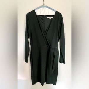 Loft Long-sleeve Wintergreen Faux Wrap Dress, Size 6